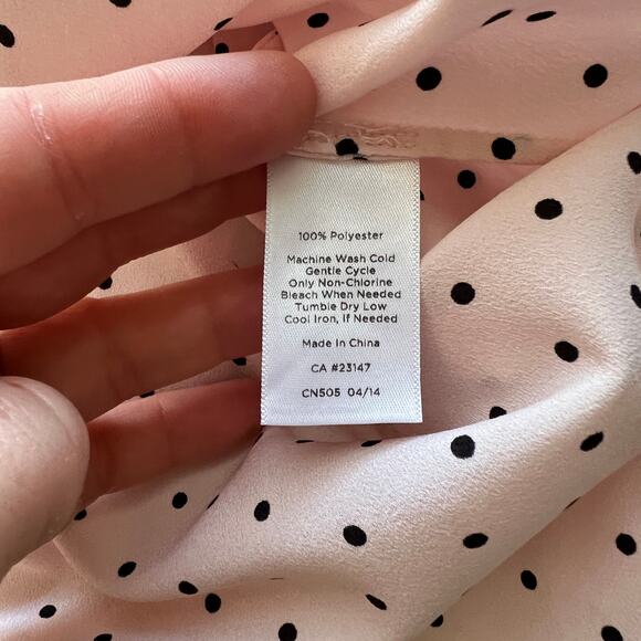 Talbots Long Sleeve Button Up Pink Polka Dot Sheer Blouse Small - Picture 11 of 13